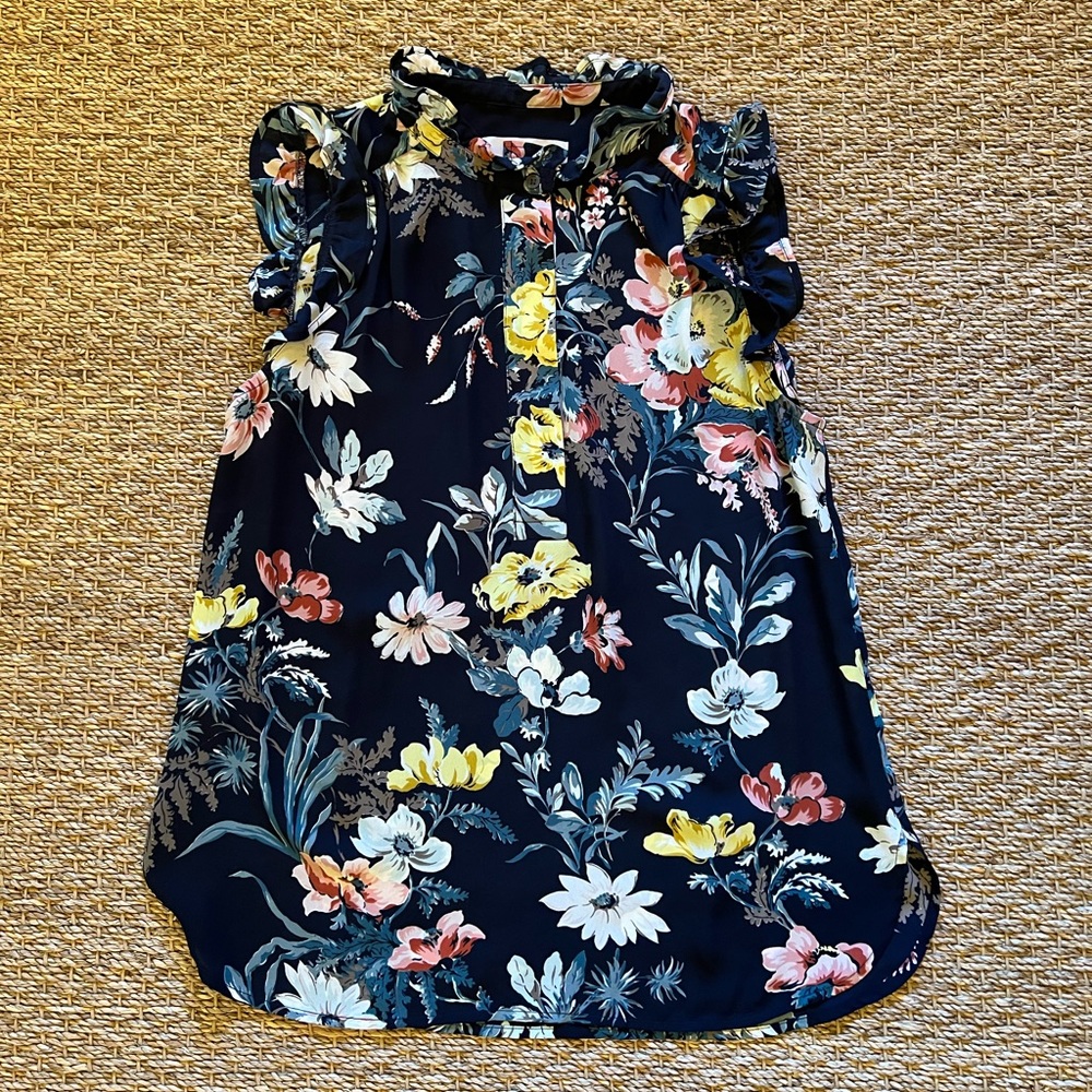 Loft floral ruffle blouse